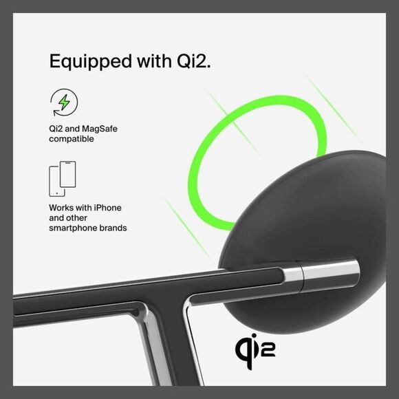 Open Box - Belkin - Qi2 3-in-1 Wireless Charging Stand - Black Black - Picture 3 of 9